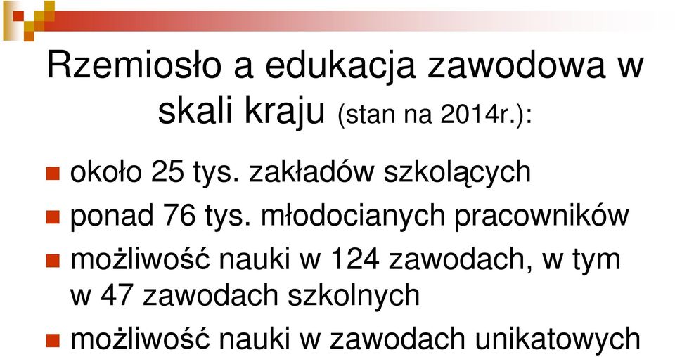 młodocianych pracowników możliwość nauki w 124 zawodach, w