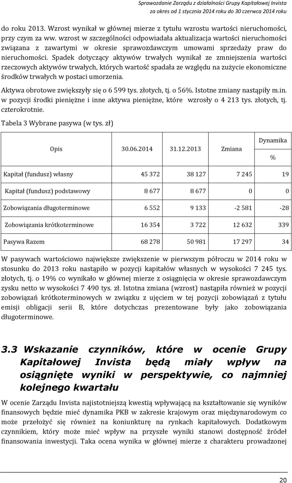 Spadek dotyczący aktywów trwałych wynikał ze zmniejszenia wartości rzeczowych aktywów trwałych, których wartość spadała ze względu na zużycie ekonomiczne środków trwałych w postaci umorzenia.