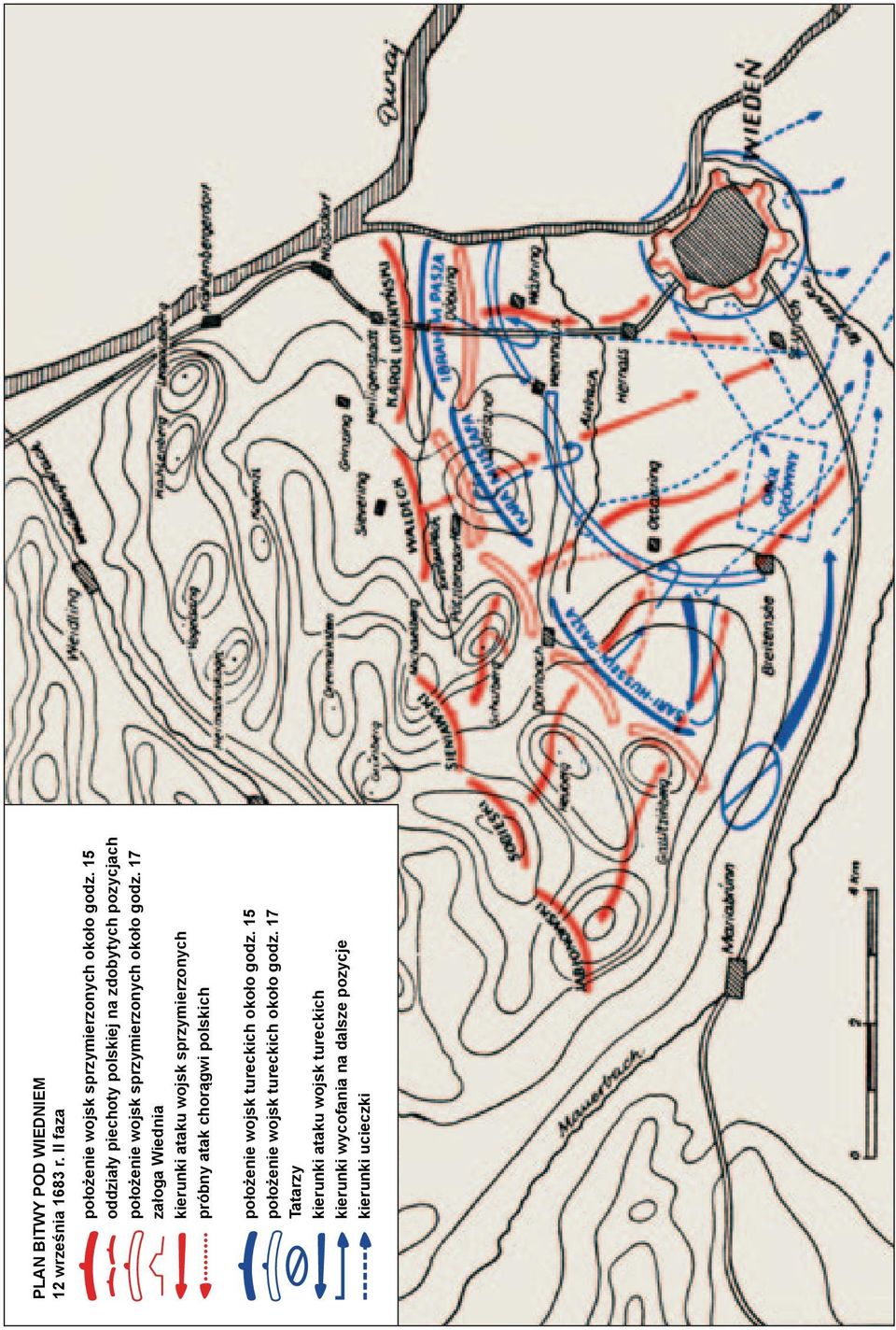 17 załoga Wiednia kierunki ataku wojsk sprzymierzonych próbny atak chorągwi polskich położenie wojsk tureckich