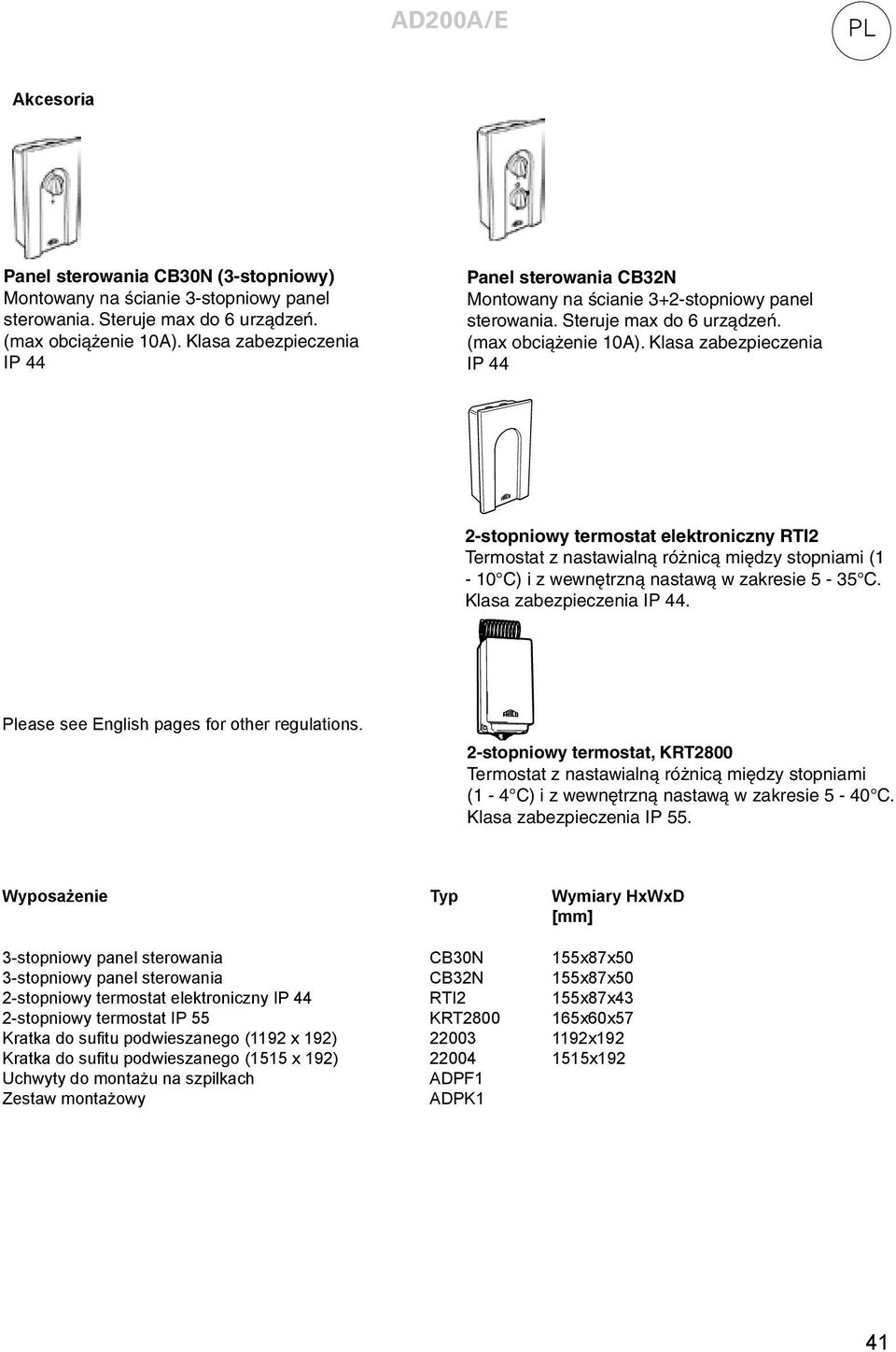 Klasa zabezpieczenia IP 44 -stopniowy termostat elektroniczny RTI Termostat z nastawialną różnicą między stopniami (1-10 C) i z wewnętrzną nastawą w zakresie 5-35 C.