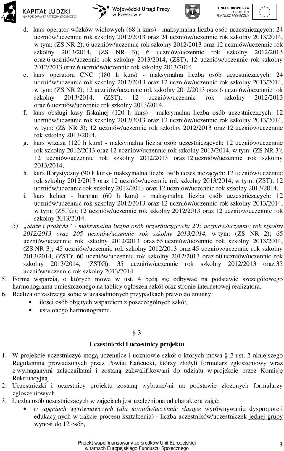 uczniów/uczennic rok szkolny 2012/2013 oraz 6 uczniów/uczennic rok szkolny 2013/2014, e.