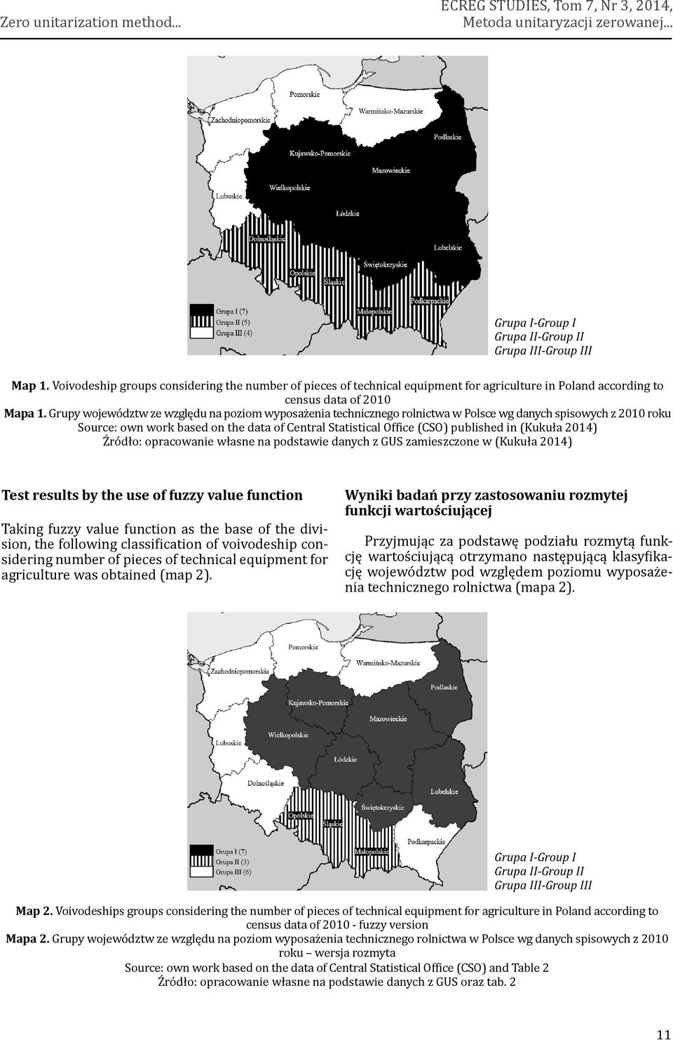 on the data of Central Statistical Of ice (CSO) published in (Kukuła 2014) Źródło: opracowanie własne na podstawie danych z GUS zamieszczone w (Kukuła 2014) Test results by the use of fuzzy value