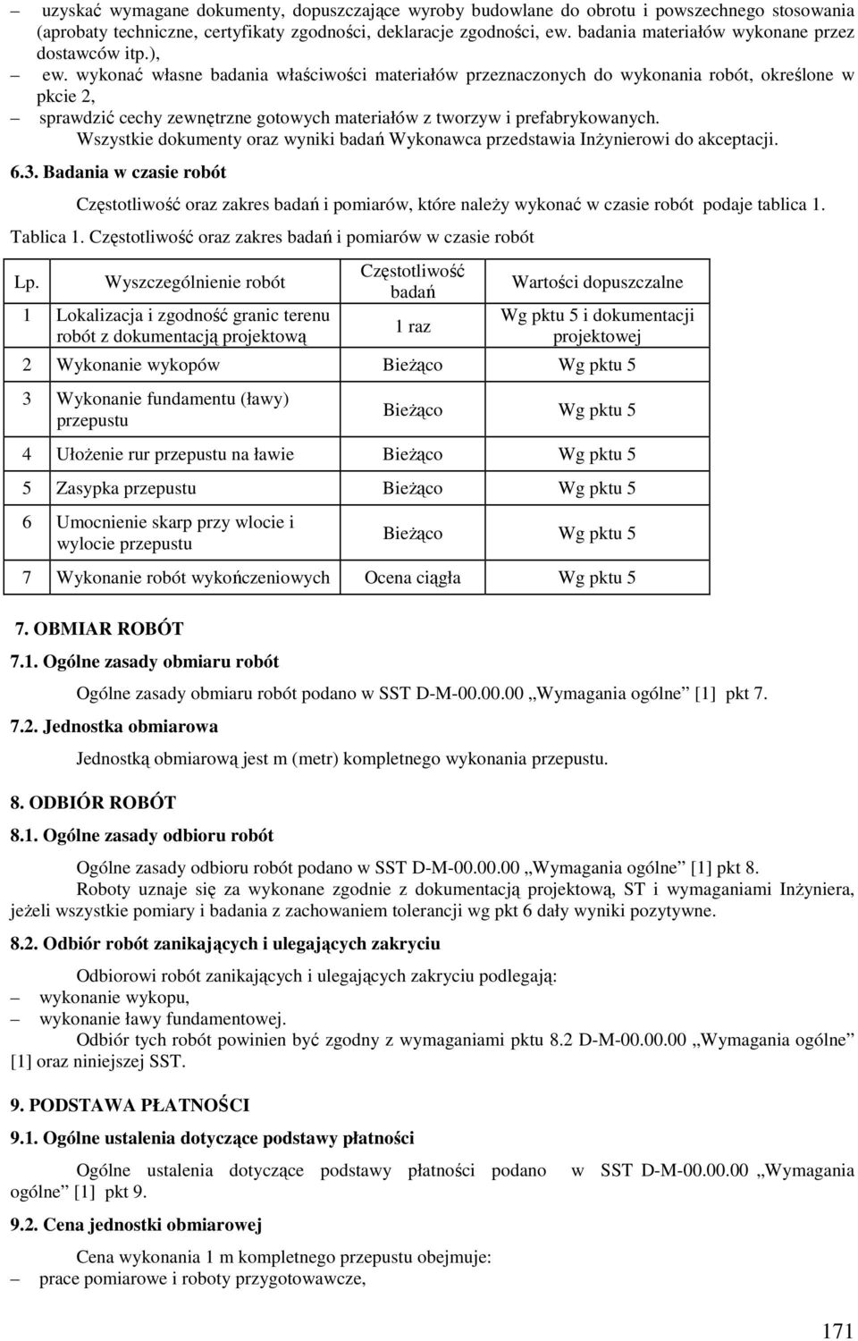 wykonać własne badania właściwości materiałów przeznaczonych do wykonania robót, określone w pkcie 2, sprawdzić cechy zewnętrzne gotowych materiałów z tworzyw i prefabrykowanych.