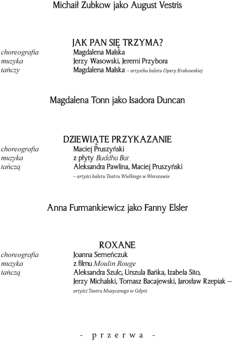 TE PRZYKAZANIE Maciej Pruszyñski z p³yty Buddha Bar Aleksandra Pawlina, Maciej Pruszyñski artyści baletu Teatru Wielkiego w Warszawie Anna