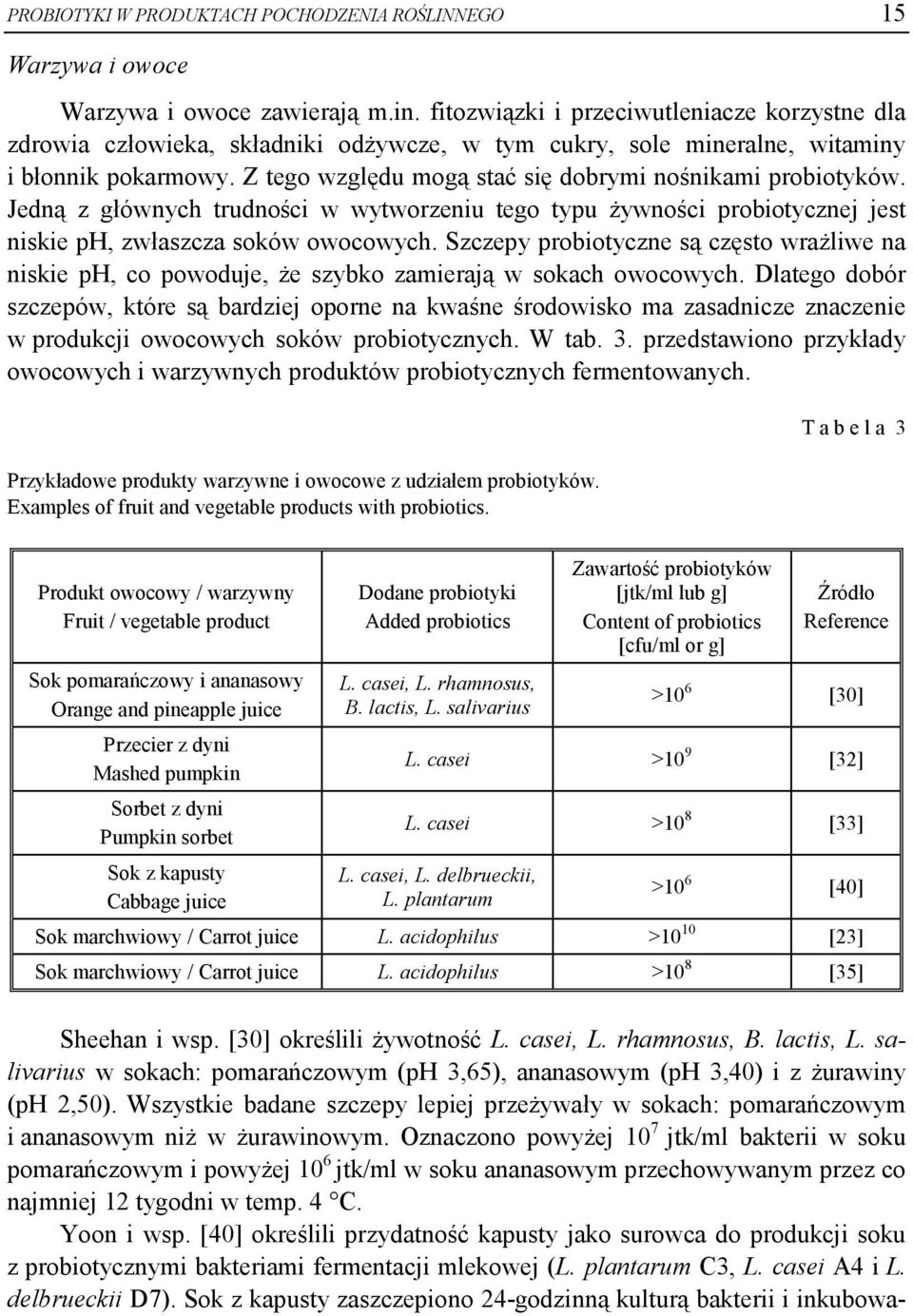 Z tego względu mogą stać się dobrymi nośnikami probiotyków. Jedną z głównych trudności w wytworzeniu tego typu żywności probiotycznej jest niskie ph, zwłaszcza soków owocowych.