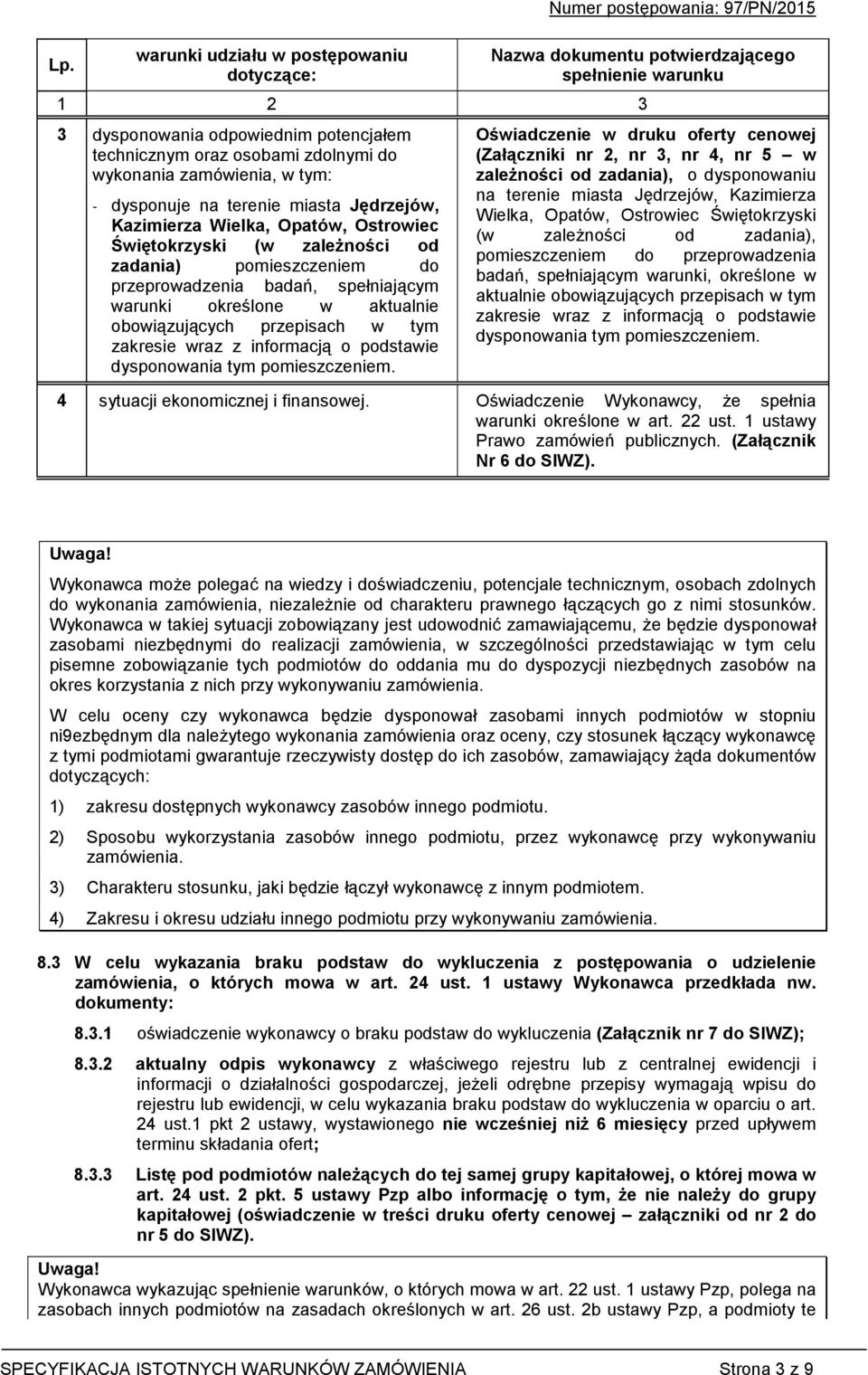 spełniającym warunki określone w aktualnie obowiązujących przepisach w tym zakresie wraz z informacją o podstawie dysponowania tym pomieszczeniem.