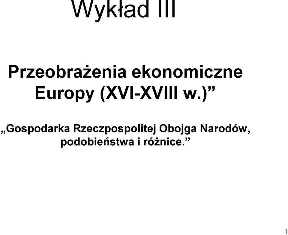 ) Gospodarka Rzeczpospolitej