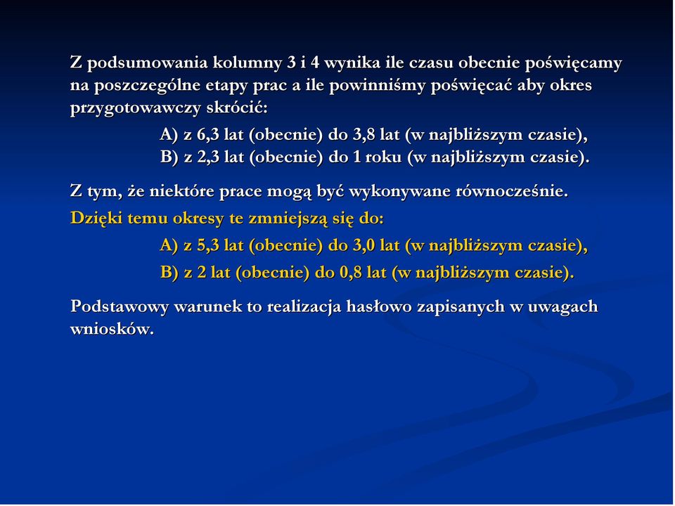 Z tym, że niektóre prace mogą być wykonywane równocześnie.