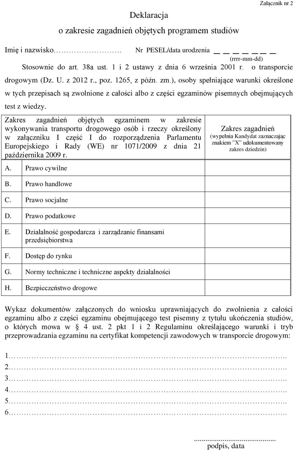 ), osoby spełniające warunki określone w tych przepisach są zwolnione z całości albo z części egzaminów pisemnych obejmujących test z wiedzy.