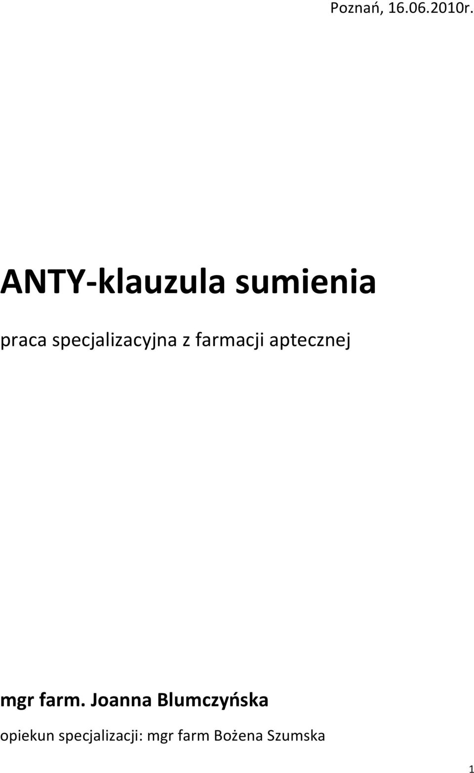 specjalizacyjna z farmacji aptecznej mgr