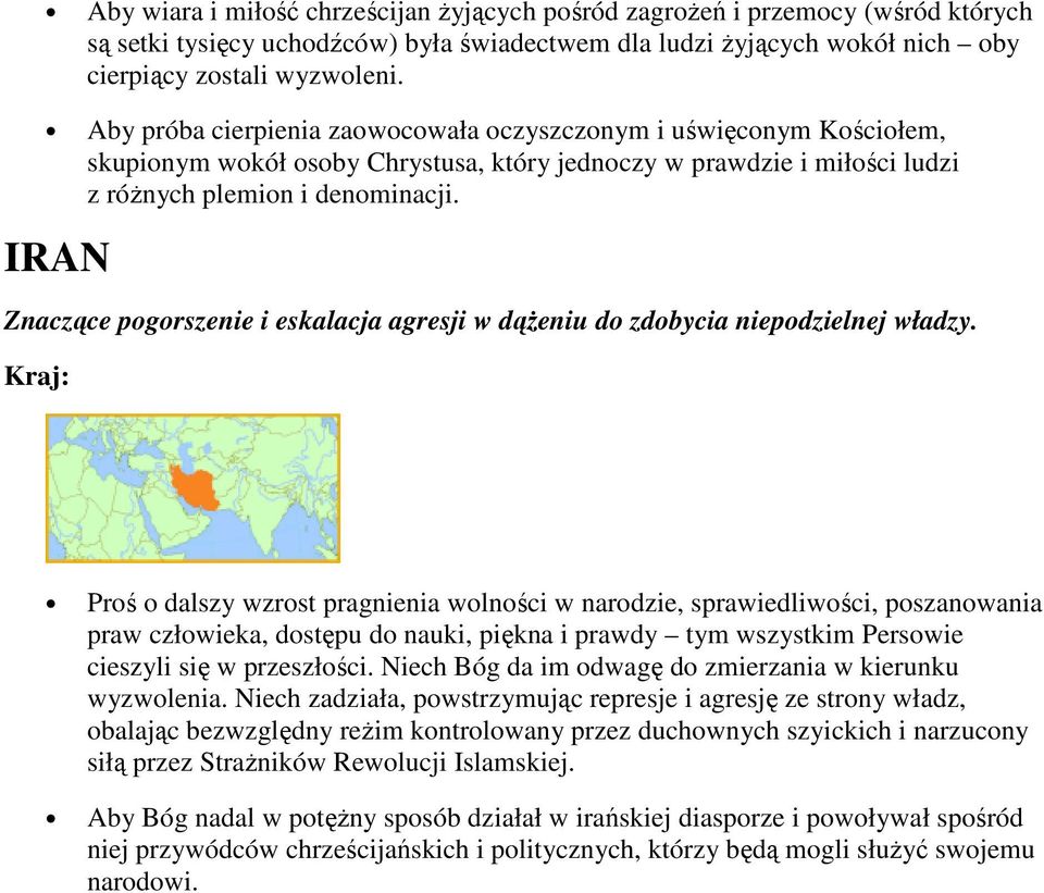 IRAN Znaczące pogorszenie i eskalacja agresji w dąŝeniu do zdobycia niepodzielnej władzy.