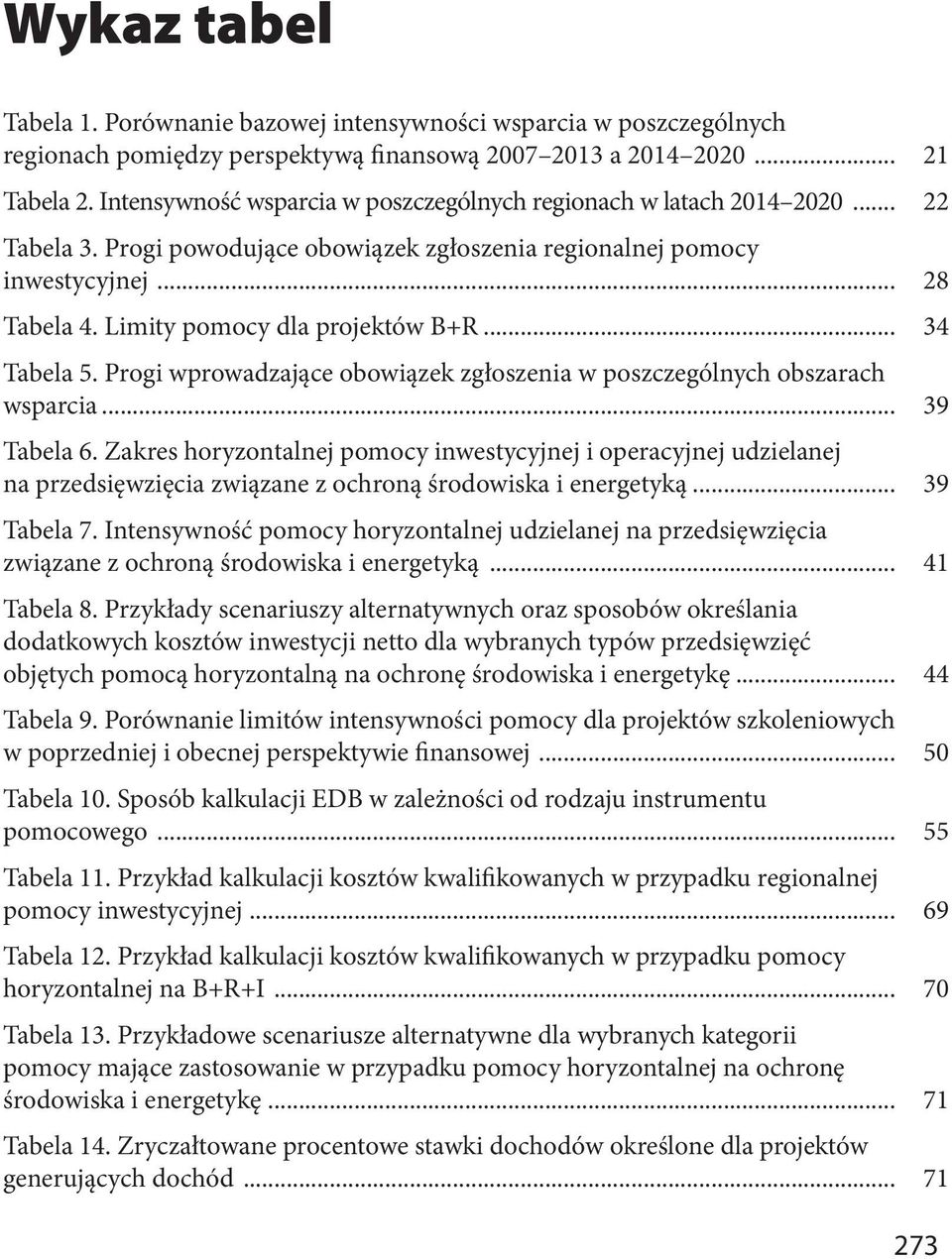 Limity pomocy dla projektów B+R... 34 Tabela 5. Progi wprowadzające obowiązek zgłoszenia w poszczególnych obszarach wsparcia... 39 Tabela 6.