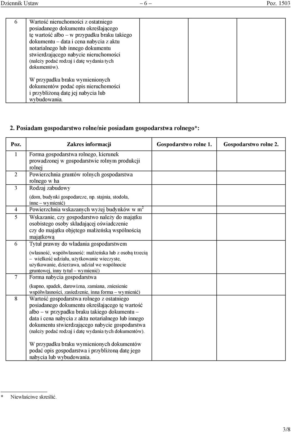 stwierdzającego nabycie nieruchomości (należy podać rodzaj i datę wydania tych dokumentów).