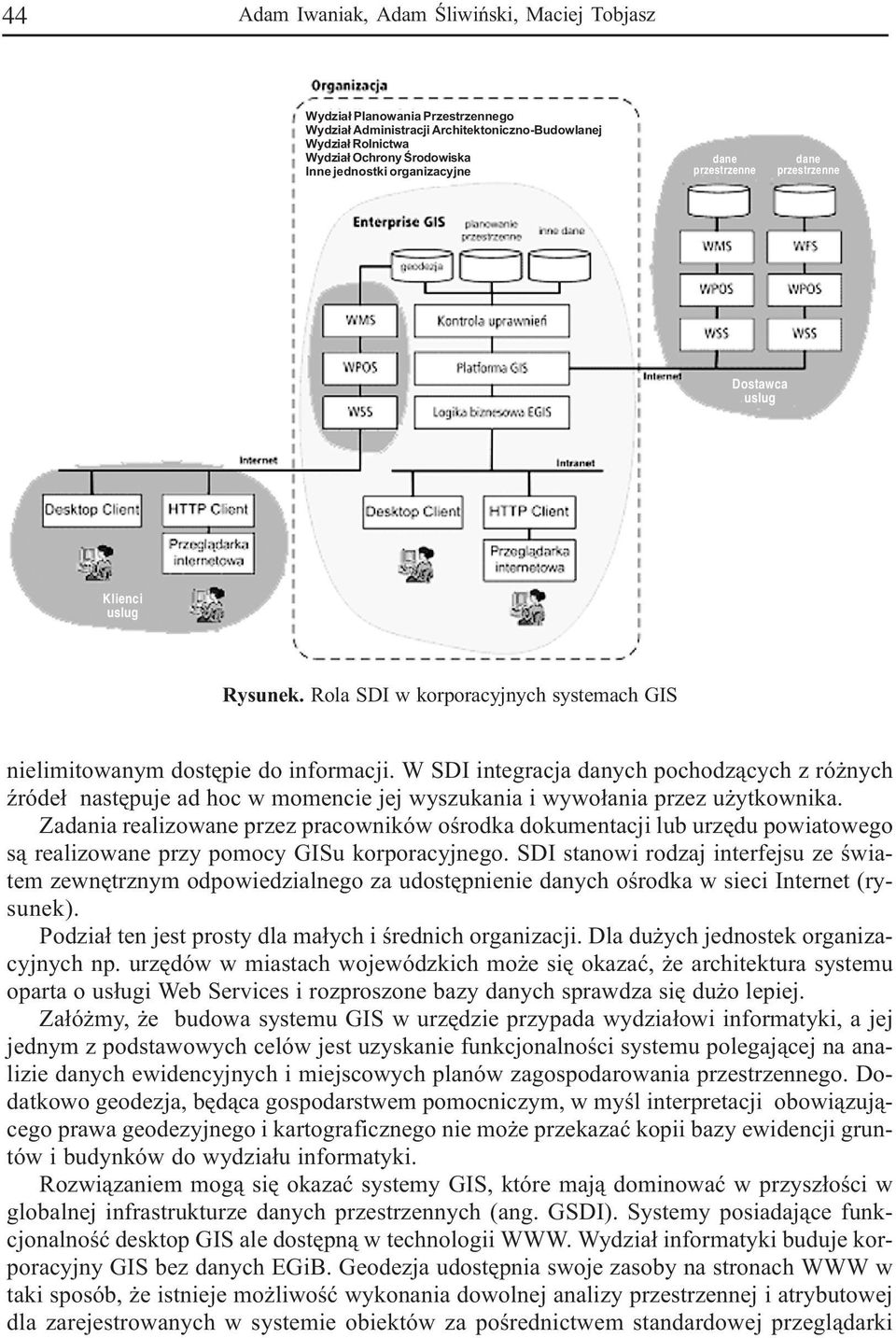 W SDI integracja danych pochodz¹cych z ró nych Ÿróde³ nastêpuje ad hoc w momencie jej wyszukania i wywo³ania przez u ytkownika.