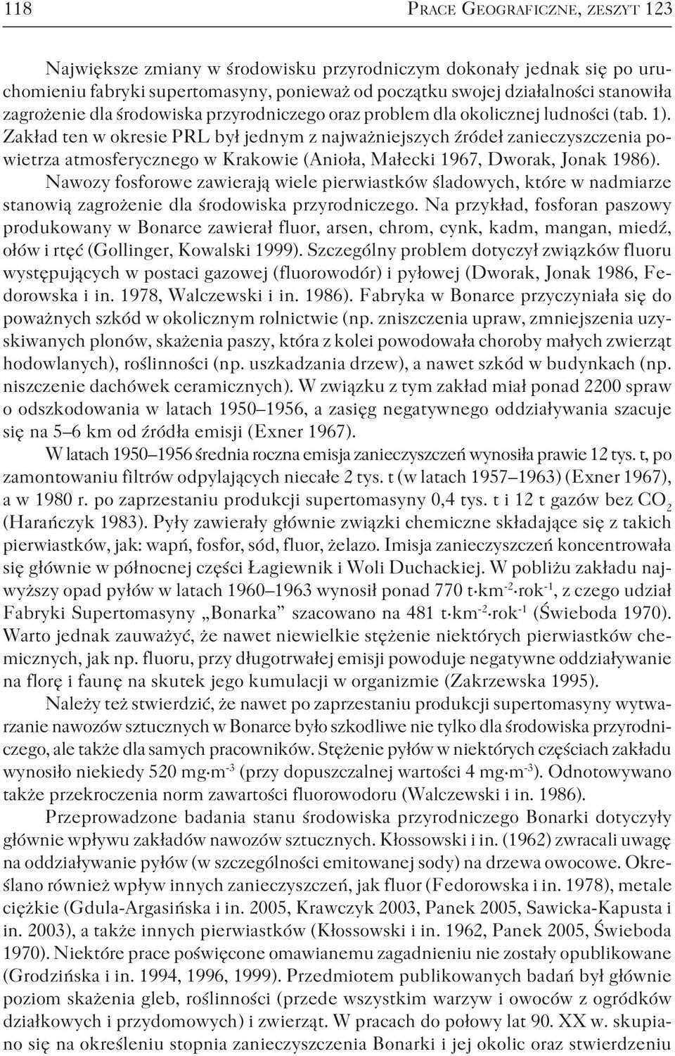 Zakład ten w okresie PRL był jednym z najważniejszych źródeł zanieczyszczenia powietrza atmosferycznego w Krakowie (Anioła, Małecki 1967, Dworak, Jonak 1986).