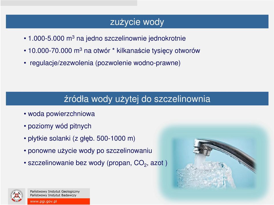 wodno-prawne) woda powierzchniowa poziomy wód pitnych źródła wody użytej do szczelinownia