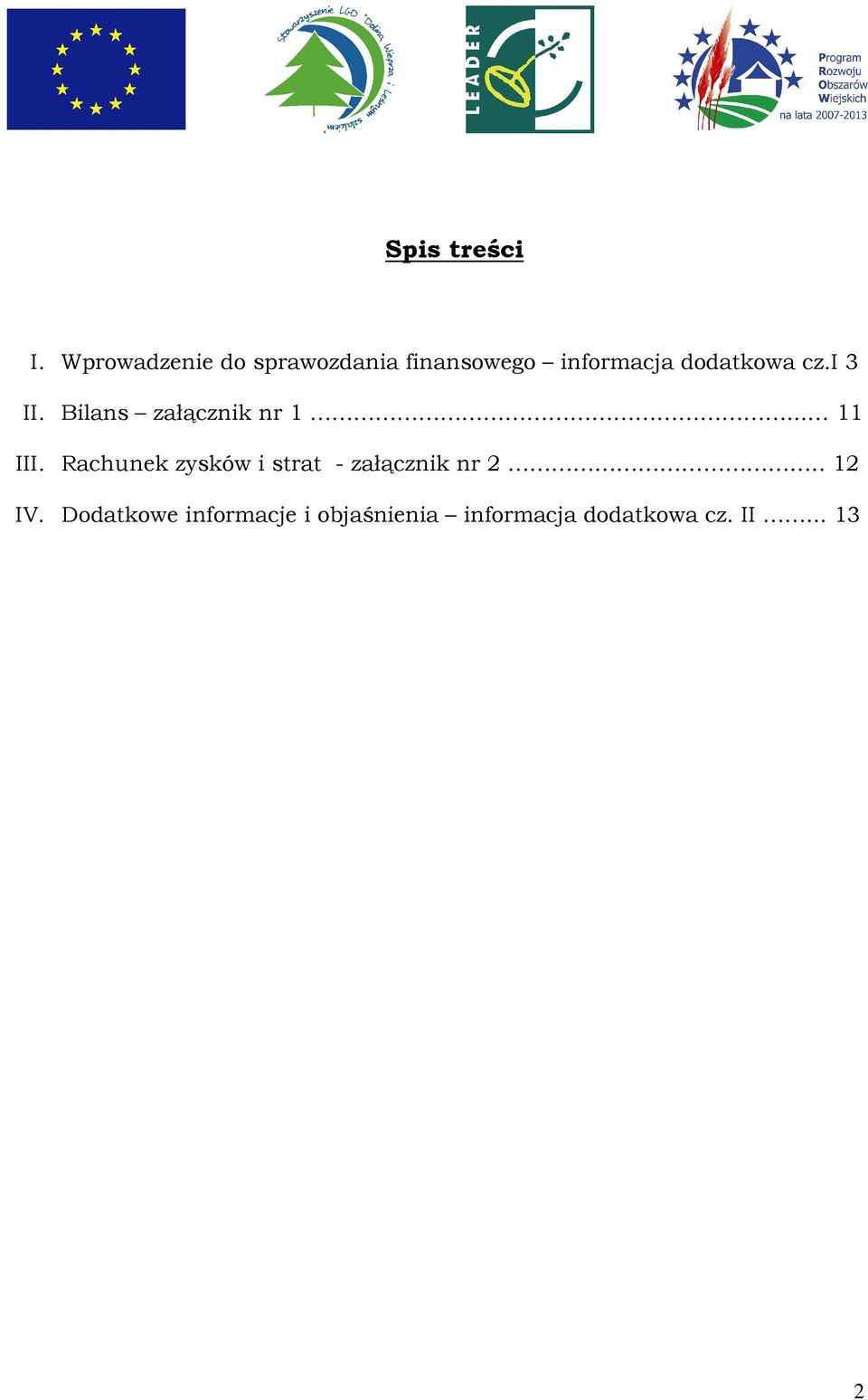 dodatkowa cz.i 3 II. Bilans załącznik nr 1... 11 III.