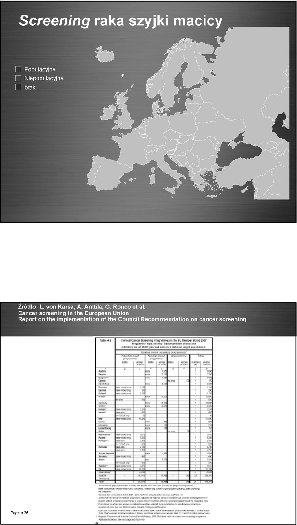 Report on the implementation of the