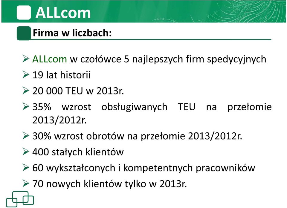 35% wzrost obsługiwanych TEU na przełomie 2013/2012r.