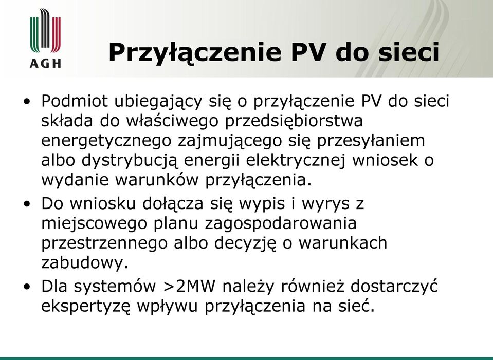 wydanie warunków przyłączenia.