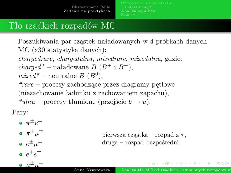 ), *rare procesy zachodzące przez diagramy pętlowe (niezachowanie ładunku z zachowaniem zapachu), *ulnu procesy