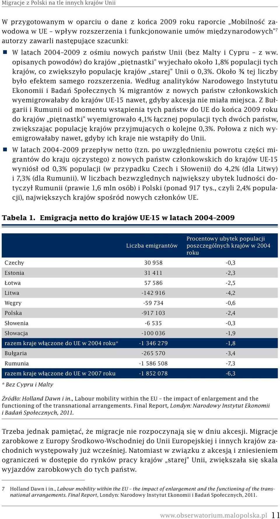 opisanych powodów) do krajów piętnastki wyjechało około 1,8% populacji tych krajów, co zwiększyło populację krajów starej Unii o 0,3%. Około ¾ tej liczby było efektem samego rozszerzenia.