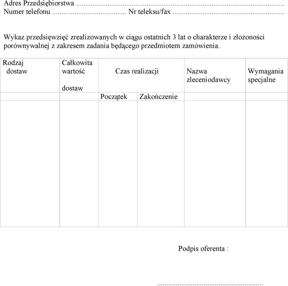 złożoności porównywalnej z zakresem zadania będącego przedmiotem zamówienia.