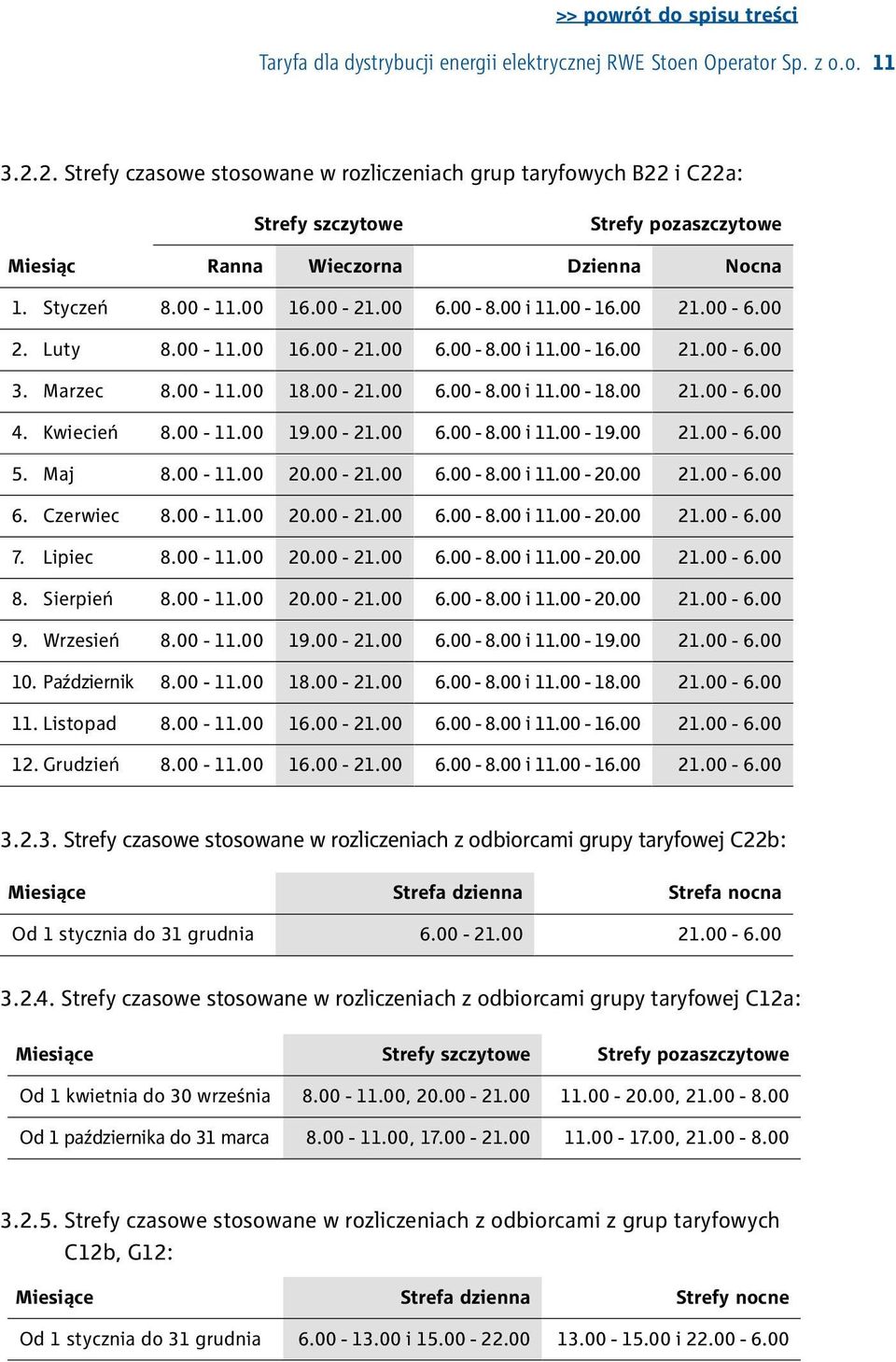 00-16.00 21.00-6.00 2. Luty 8.00-11.00 16.00-21.00 6.00-8.00 i 11.00-16.00 21.00-6.00 3. Marzec 8.00-11.00 18.00-21.00 6.00-8.00 i 11.00-18.00 21.00-6.00 4. Kwiecień 8.00-11.00 19.00-21.00 6.00-8.00 i 11.00-19.