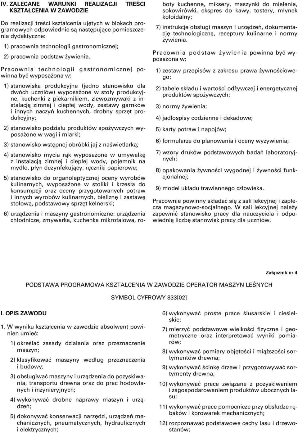 Pracownia technologii gastronomicznej powinna być wyposażona 1) stanowiska produkcyjne (jedno stanowisko dla dwóch uczniów) wyposażone w stoły produkcyjne, kuchenki z piekarnikiem, zlewozmywaki z