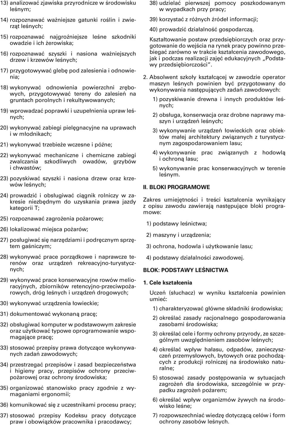 zalesień na gruntach porolnych i rekultywowanych; 19) wprowadzać poprawki i uzupełnienia upraw leśnych; 20) wykonywać zabiegi pielęgnacyjne na uprawach i w młodnikach; 21) wykonywać trzebieże wczesne