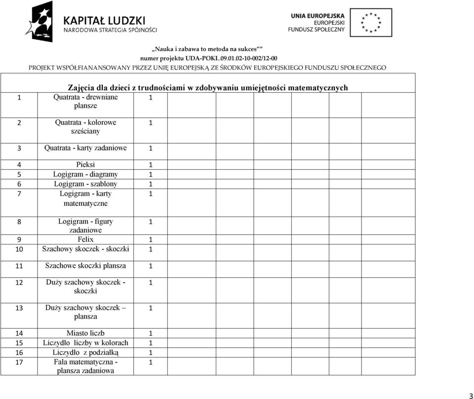 kolorowe sześciany 3 Quatrata - karty 4 Pieksi 5 Logigram - diagramy 6 Logigram - szablony 7 Logigram - karty matematyczne 8 Logigram