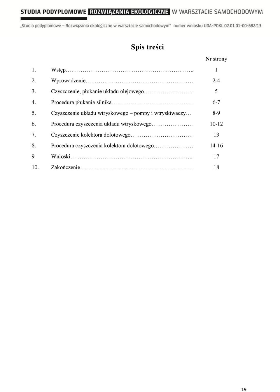 Czyszczenie układu wtryskowego pompy i wtryskiwaczy 8-9 6.