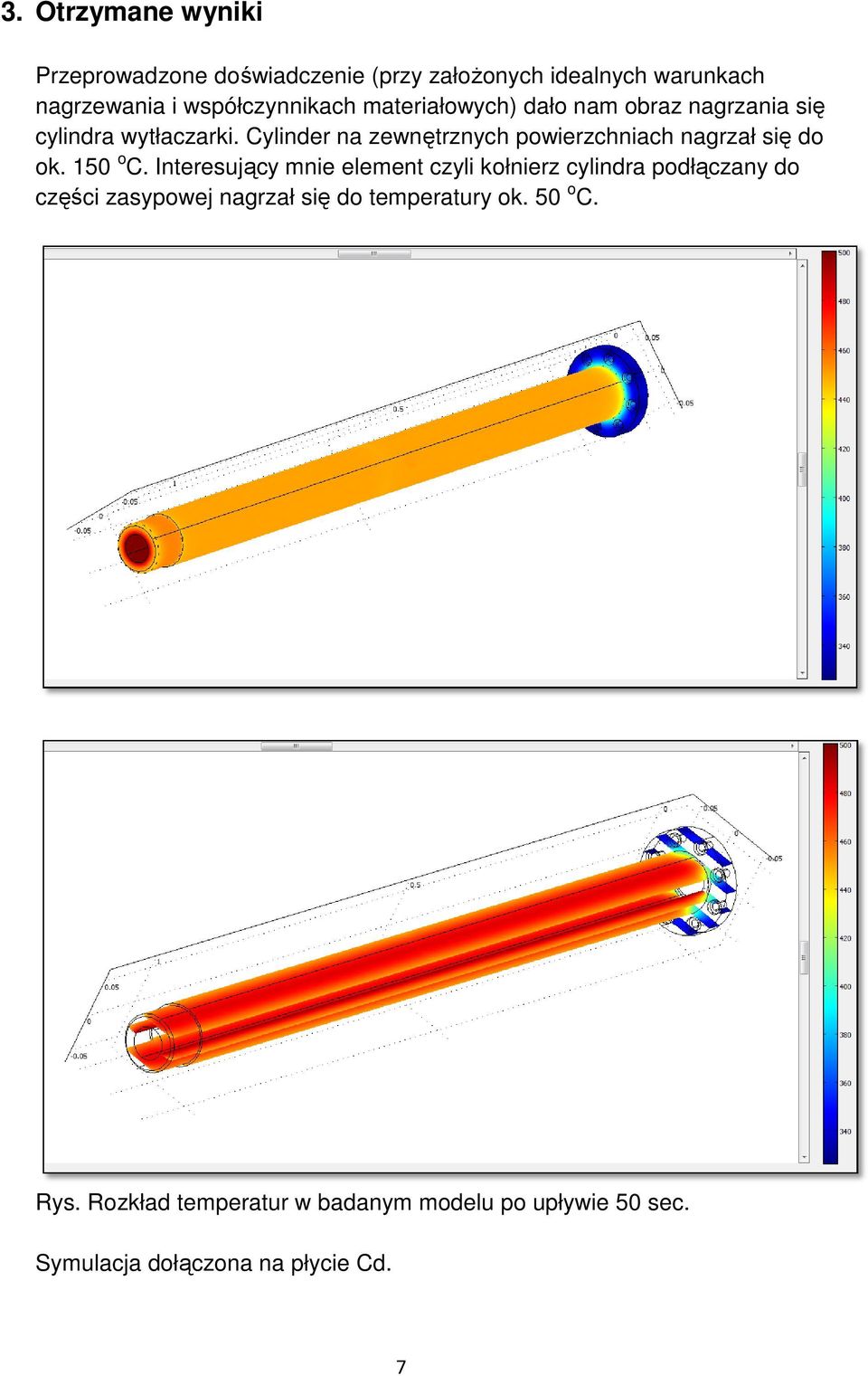 Cylinder na zewnętrznych powierzchniach nagrzał się do ok. 150 o C.