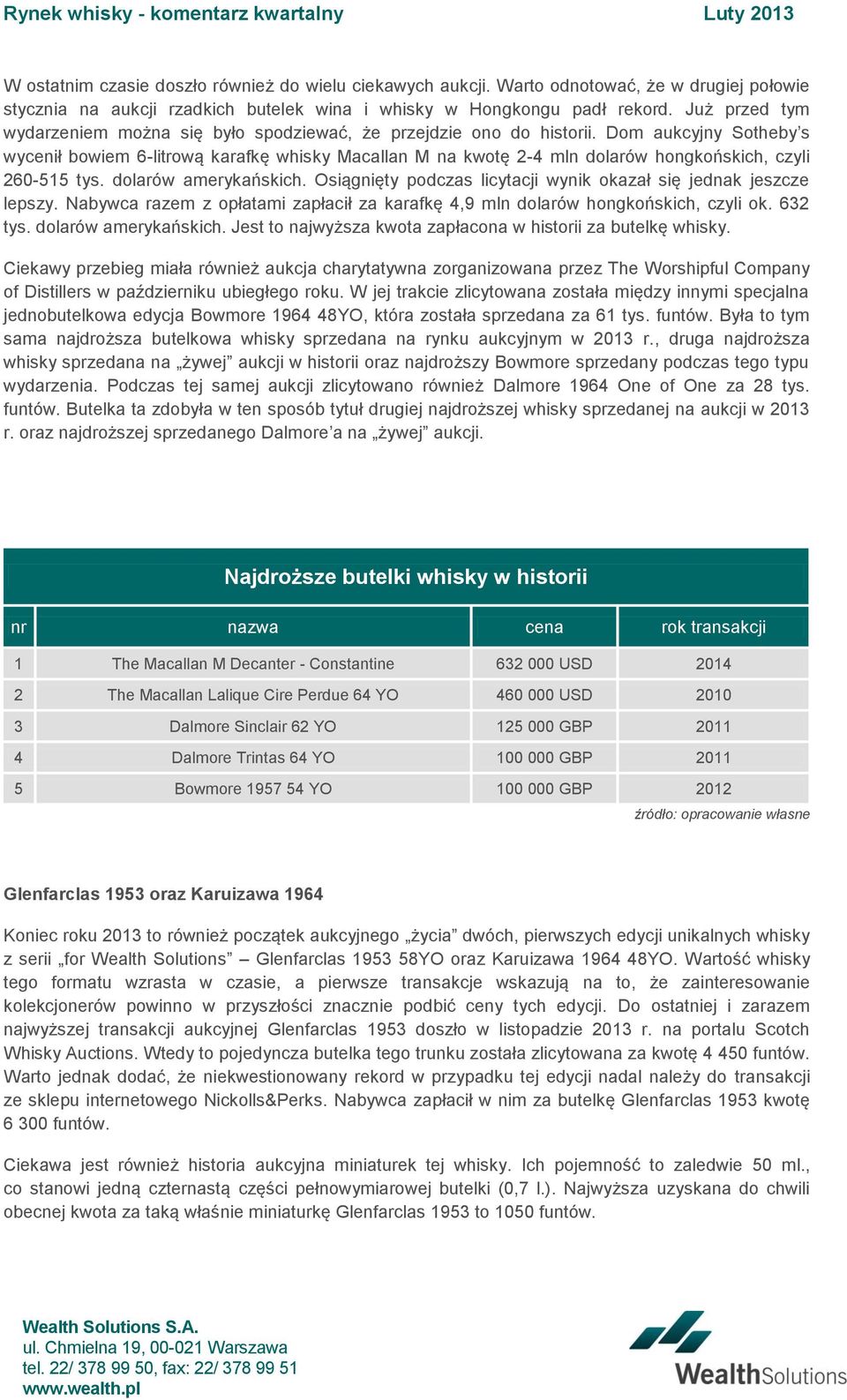 Dom aukcyjny Sotheby s wycenił bowiem 6-litrową karafkę whisky Macallan M na kwotę 2-4 mln dolarów hongkońskich, czyli 260-515 tys. dolarów amerykańskich.