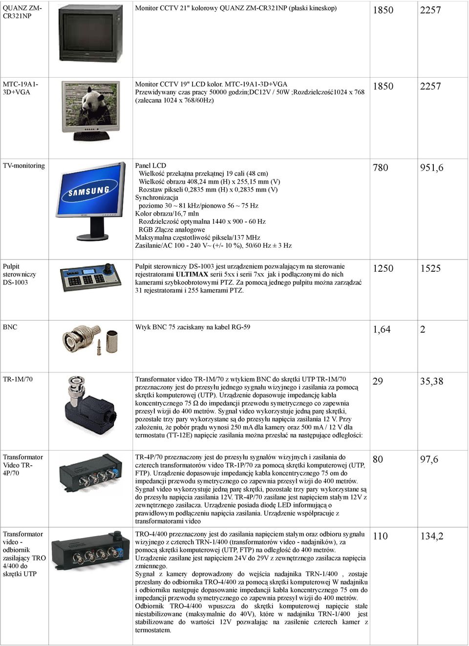 Wielkość obrazu 408,24 mm (H) x 255,15 mm (V) Rozstaw pikseli 0,2835 mm (H) x 0,2835 mm (V) Synchronizacja poziomo 30 ~ 81 khz/pionowo 56 ~ 75 Hz Kolor obrazu/16,7 mln Rozdzielczość optymalna 1440 x