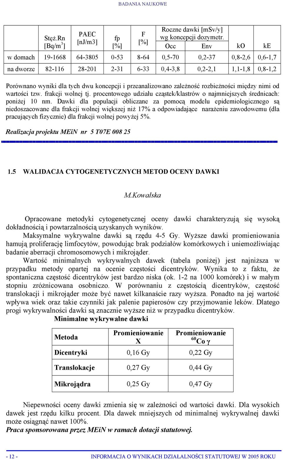 przeanalizowano zależność rozbieżności między nimi od wartości tzw. frakcji wolnej tj. procentowego udziału cząstek/klastrów o najmniejszych średnicach: poniżej 10 nm.