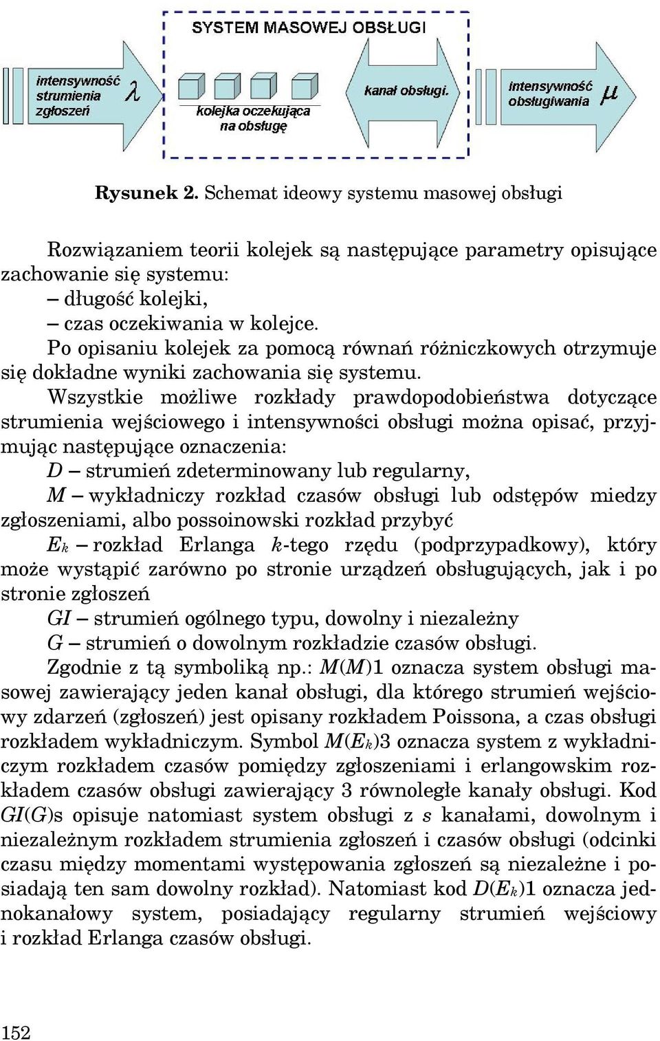 Wszystkie możliwe rozkłady prawdopodobieństwa dotyczące strumienia wejściowego i intensywności obsługi można opisać, przyjmując następujące oznaczenia: D strumień zdeterminowany lub regularny, M