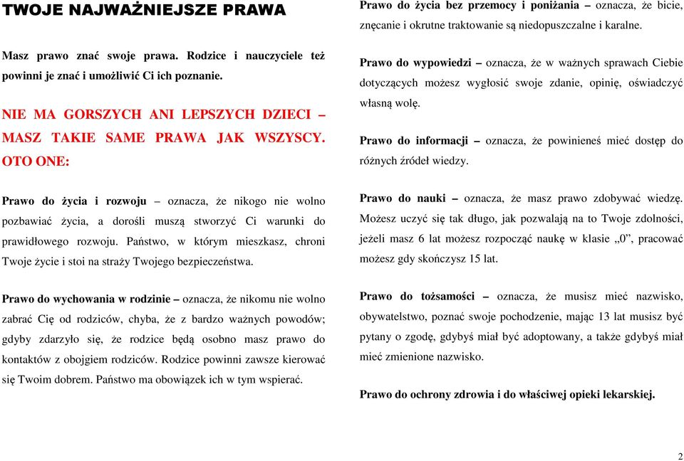 Prawo do wypowiedzi oznacza, że w ważnych sprawach Ciebie dotyczących możesz wygłosić swoje zdanie, opinię, oświadczyć własną wolę.