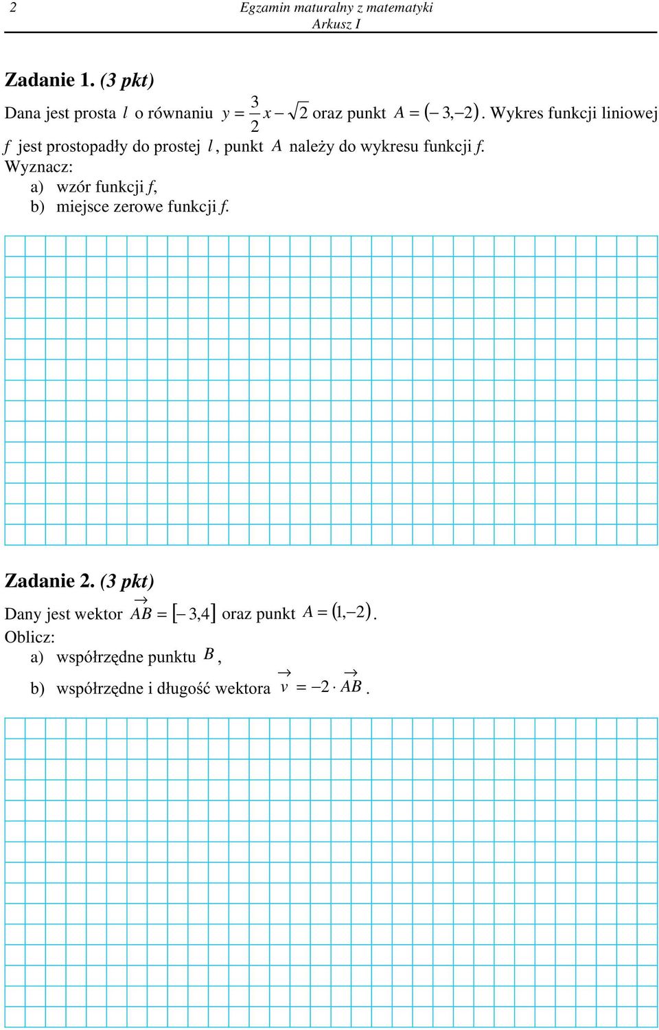 Wykres funkcji liniowej 2 f jest prostopad³y do prostej l, punkt A nale y do wykresu funkcji f.