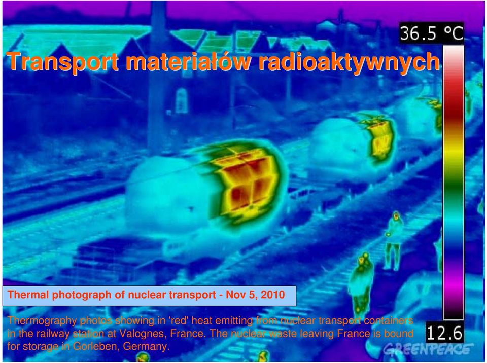 emitting from nuclear transport containers in the railway station at