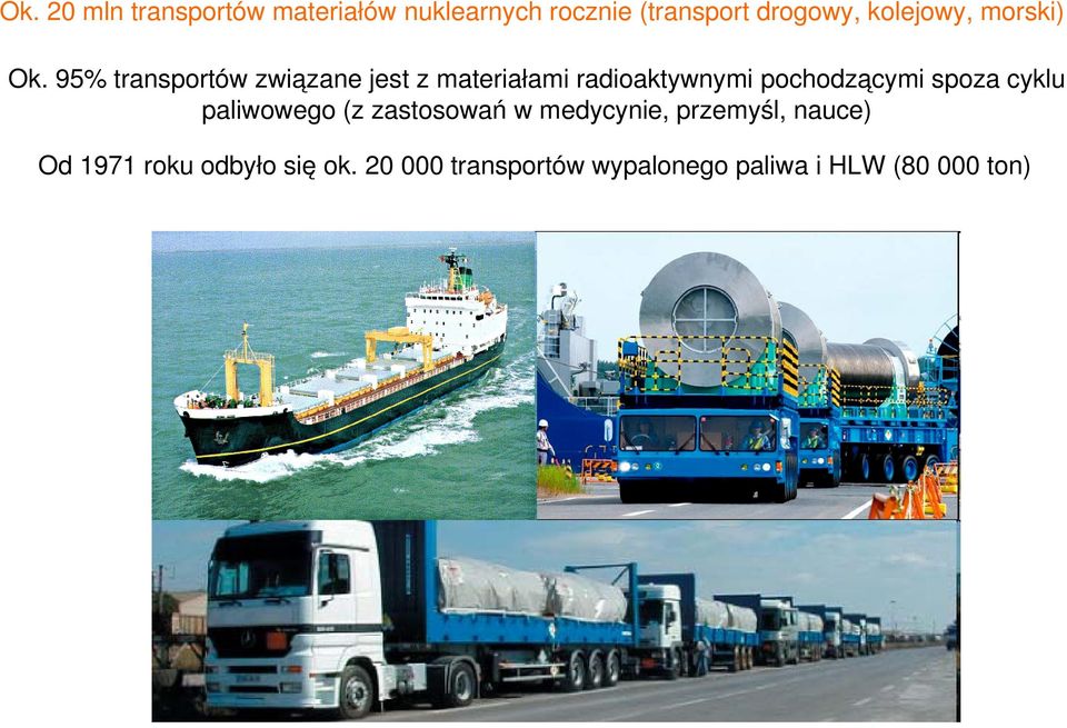 95% transportów związane jest z materiałami radioaktywnymi pochodzącymi spoza