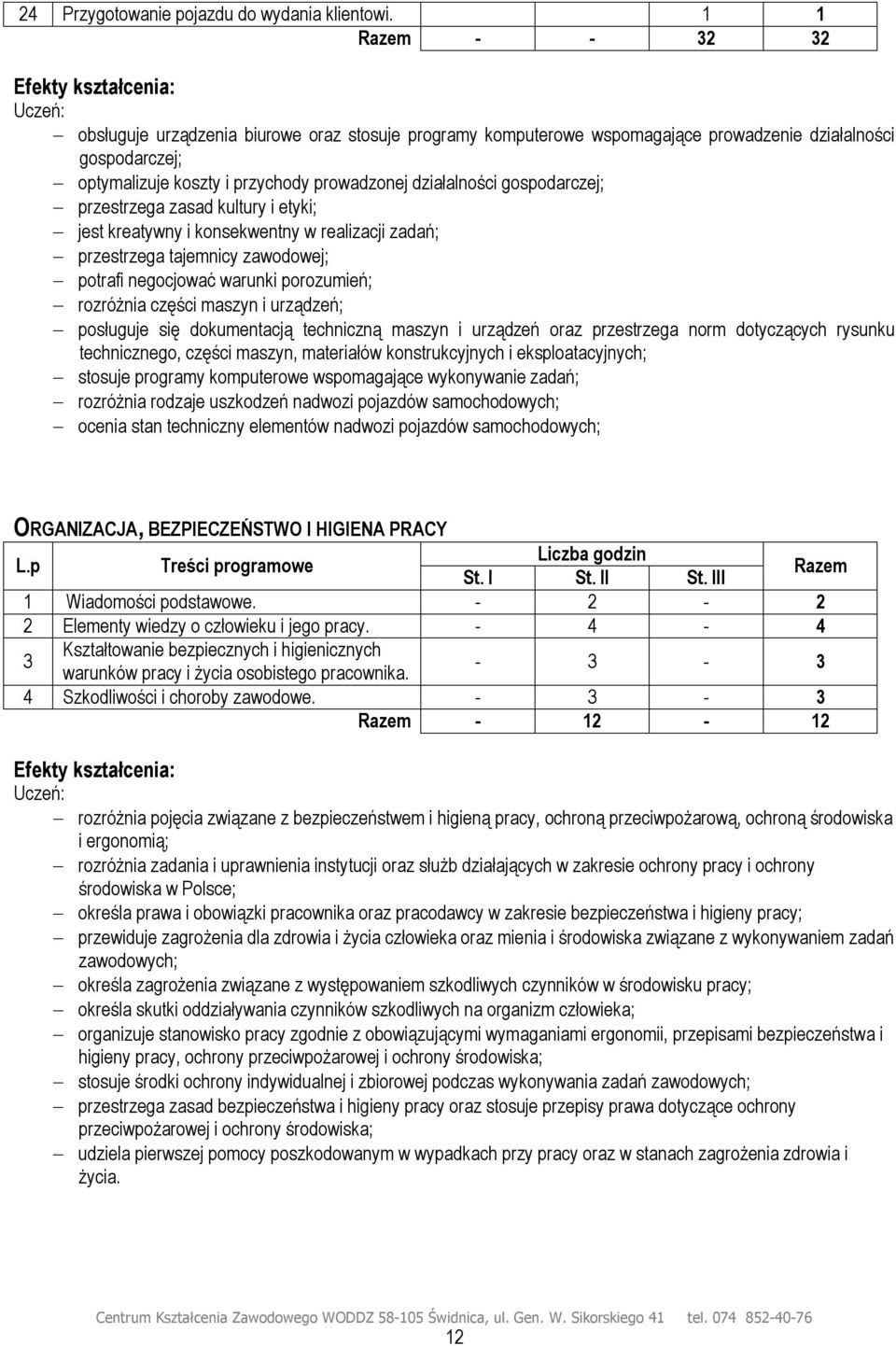 gospodarczej; przestrzega zasad kultury i etyki; jest kreatywny i konsekwentny w realizacji zadań; przestrzega tajemnicy zawodowej; potrafi negocjować warunki porozumień; rozróżnia części maszyn i