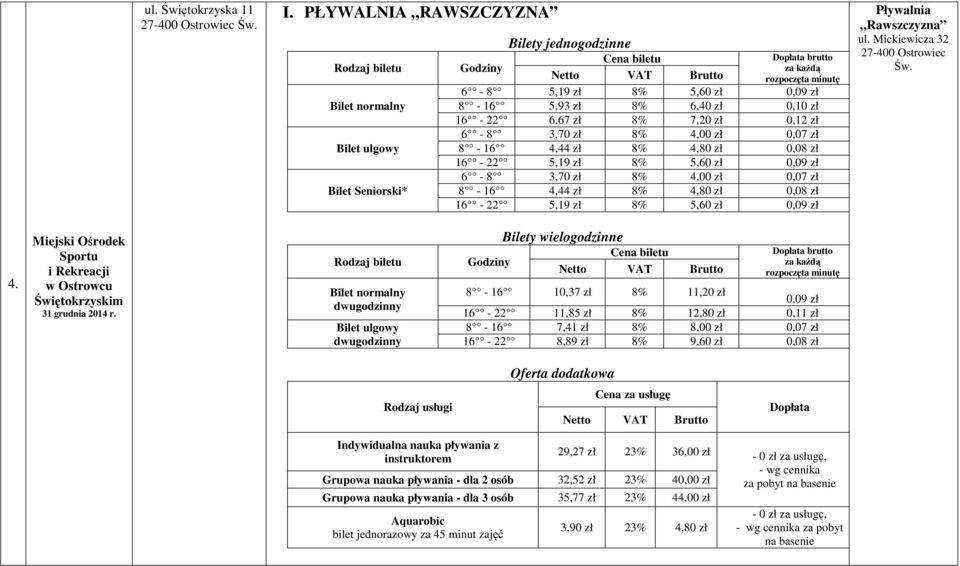 zł 8% 6,40 zł 0,10 zł 16-22 6,67 zł 8% 7,20 zł 0,12 zł 6-8 3,70 zł 8% 4,00 zł 0,07 zł 8-16 4,44 zł 8% 4,80 zł 0,08 zł 16-22 5,19 zł 8% 5,60 zł 0,09 zł 6-8 3,70 zł 8% 4,00 zł 0,07 zł 8-16 4,44 zł 8%