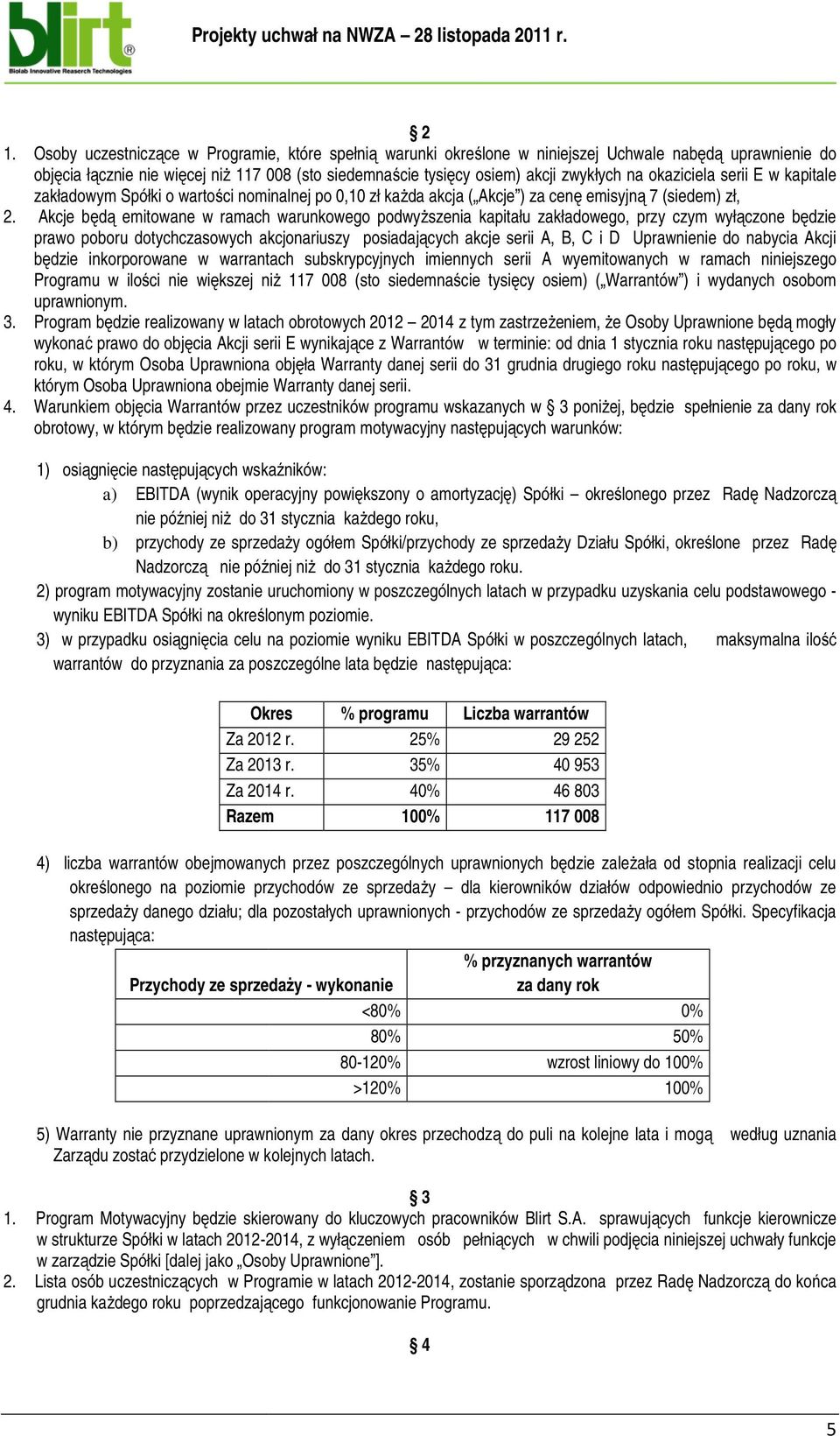 Akcje będą ę ą emitowane w ramach warunkowego podwyższenia kapitału zakładowego, przy czym wyłączone ą będzie ę prawo poboru dotychczasowych akcjonariuszy posiadających akcje serii A, B, C i D