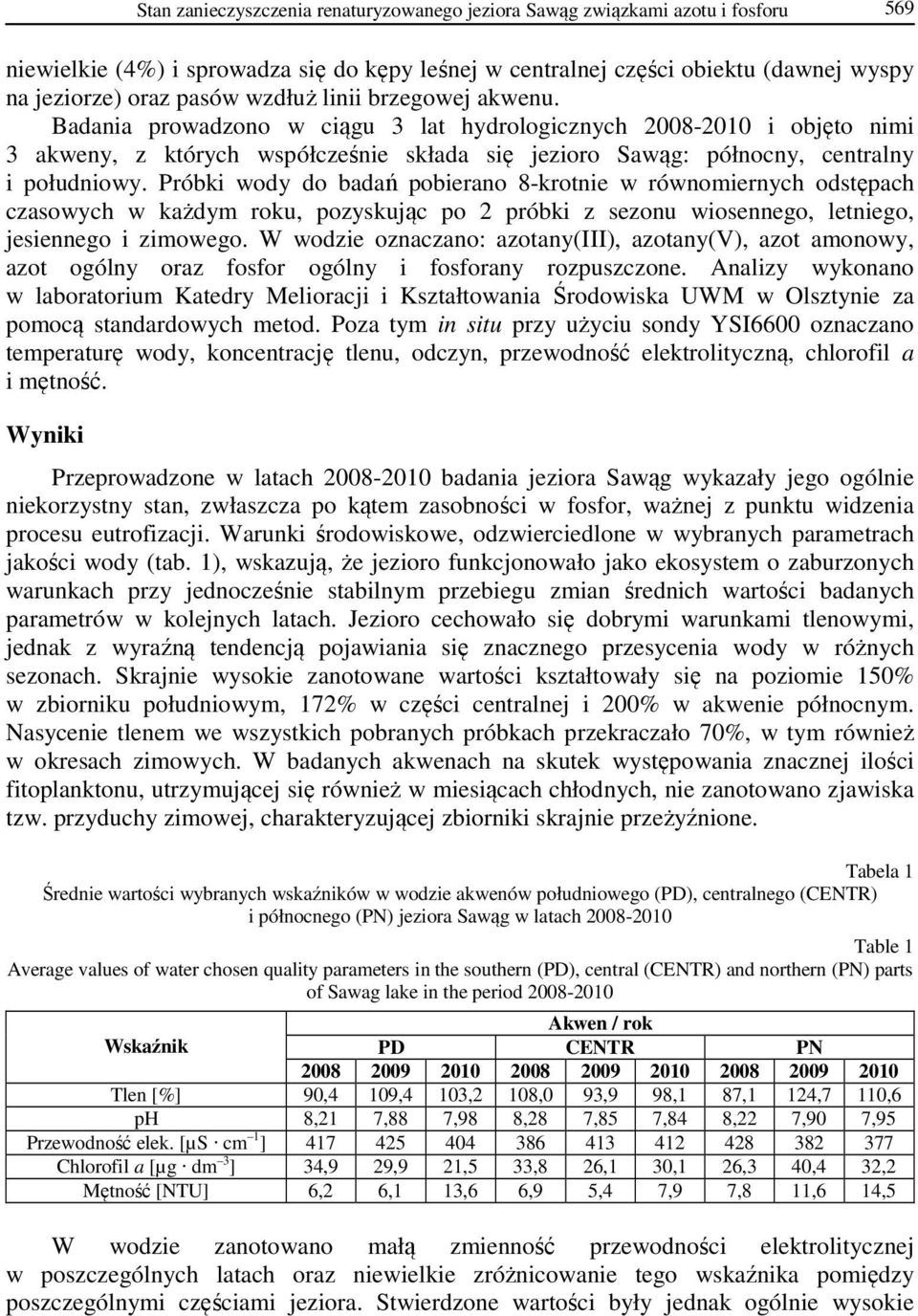 Próbki wody do badań pobierano 8-krotnie w równomiernych odstępach czasowych w każdym roku, pozyskując po 2 próbki z sezonu wiosennego, letniego, jesiennego i zimowego.