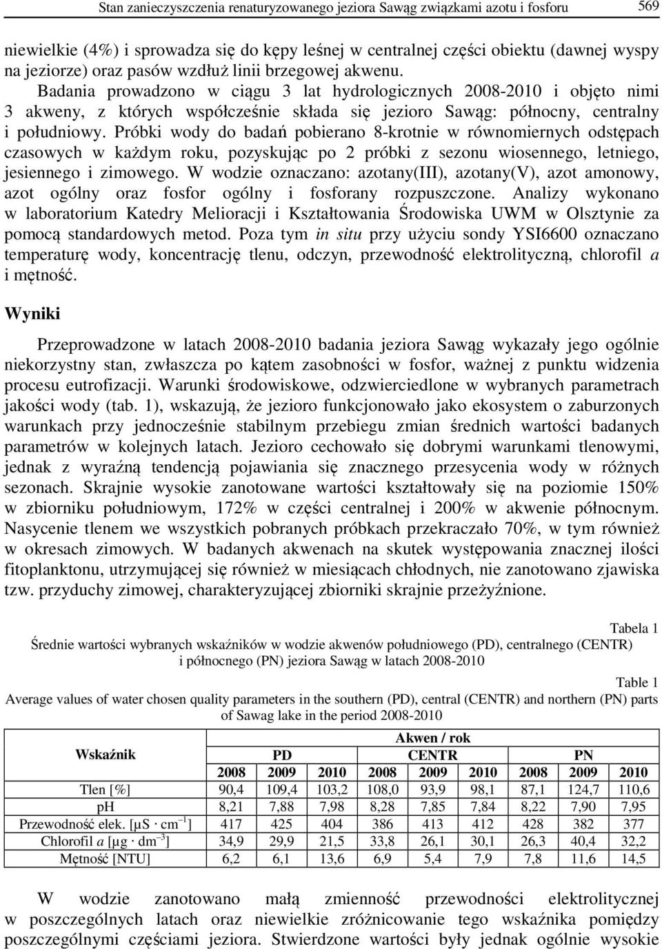 Próbki wody do badań pobierano 8-krotnie w równomiernych odstępach czasowych w każdym roku, pozyskując po 2 próbki z sezonu wiosennego, letniego, jesiennego i zimowego.