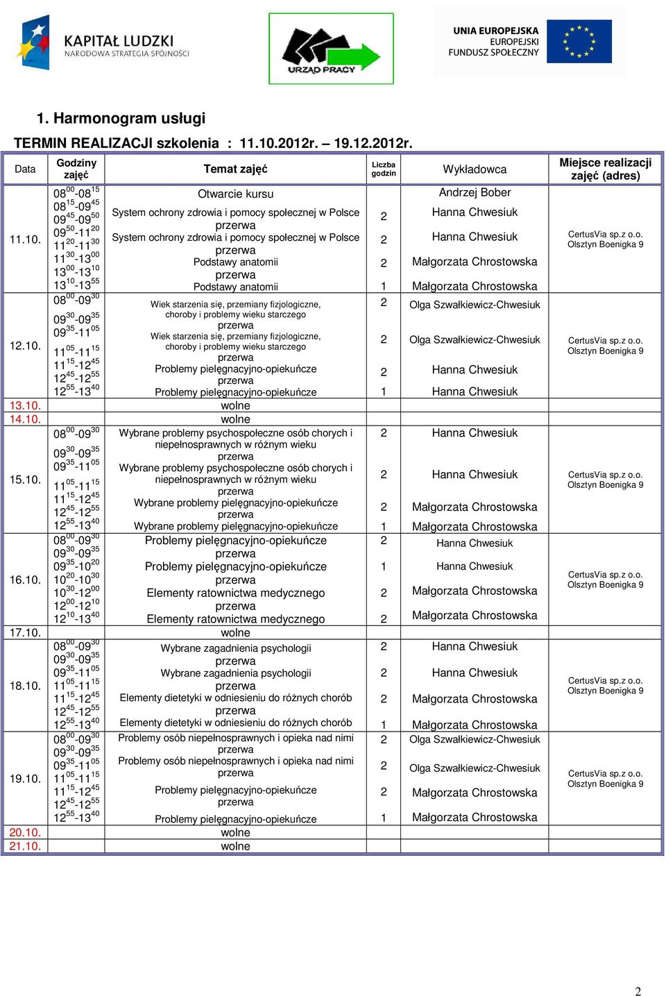 Polsce System ochrony zdrowia i pomocy społecznej w Polsce Podstawy anatomii Podstawy anatomii Wiek starzenia się, przemiany fizjologiczne, choroby i problemy wieku starczego Wiek starzenia się,