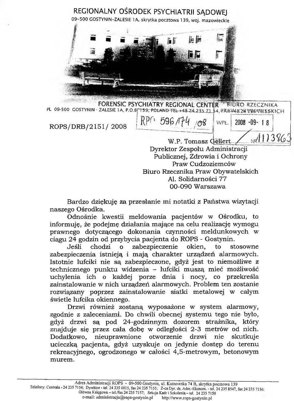 IMF 11)3%, Dyrektor Zespołu Administracji Publicznej, Zdrowia i Ochrony Praw Cudzoziemców Biuro Rzecznika Praw Obywatelskich Al.