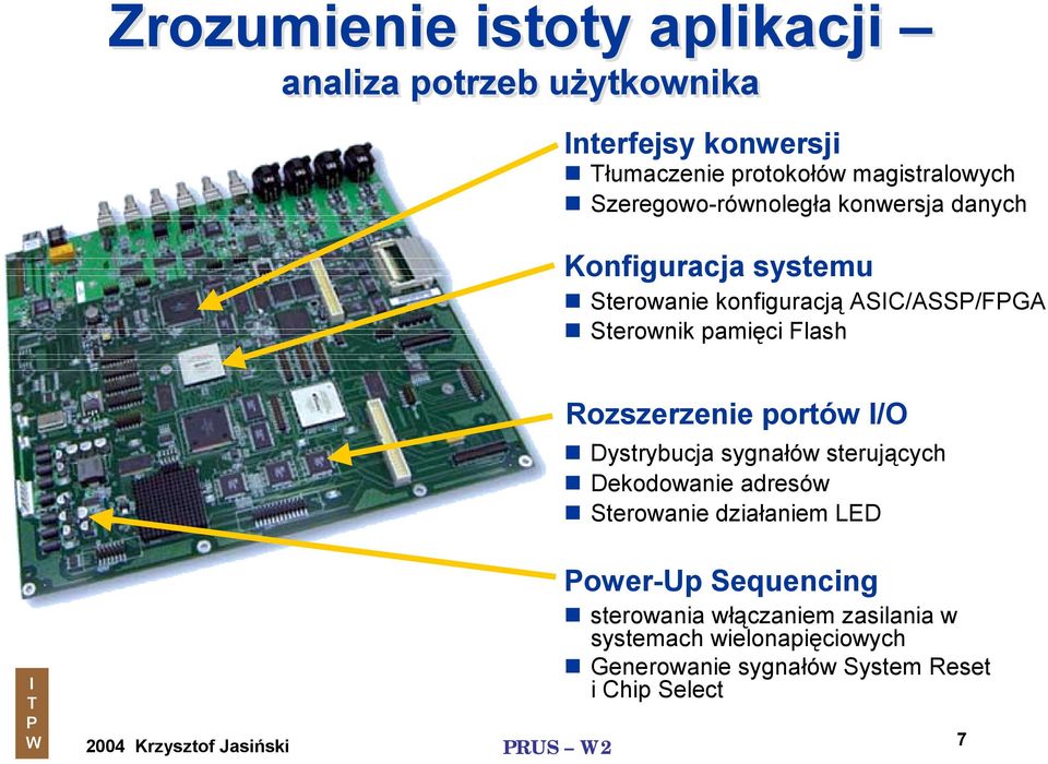 Flash Rozszerzenie portów /O Dystrybucja sygnałów sterujących Dekodowanie adresów Sterowanie działaniem LED RUS 2