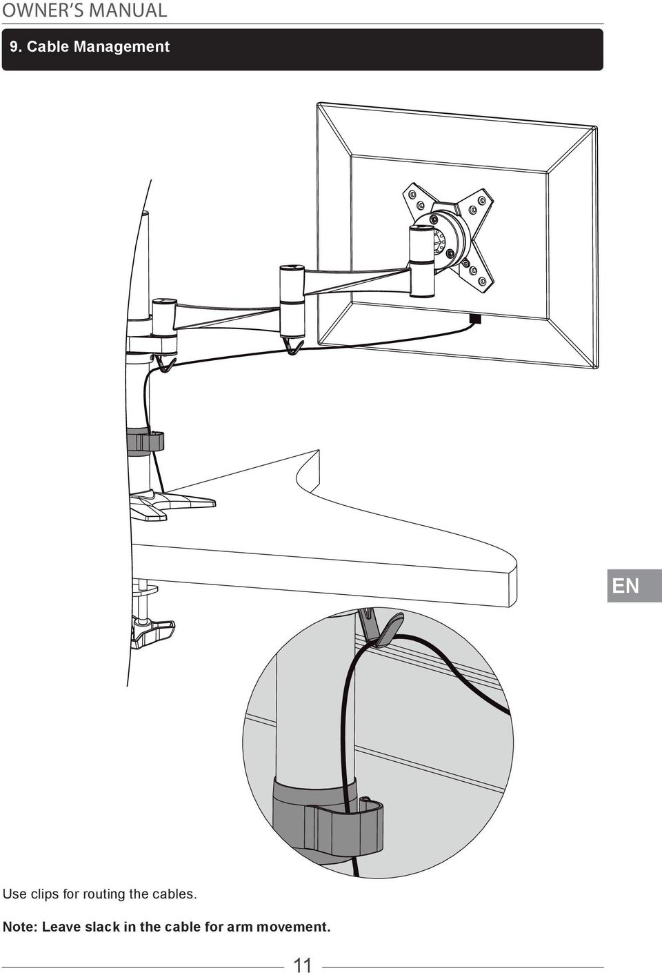 for routing the cables.